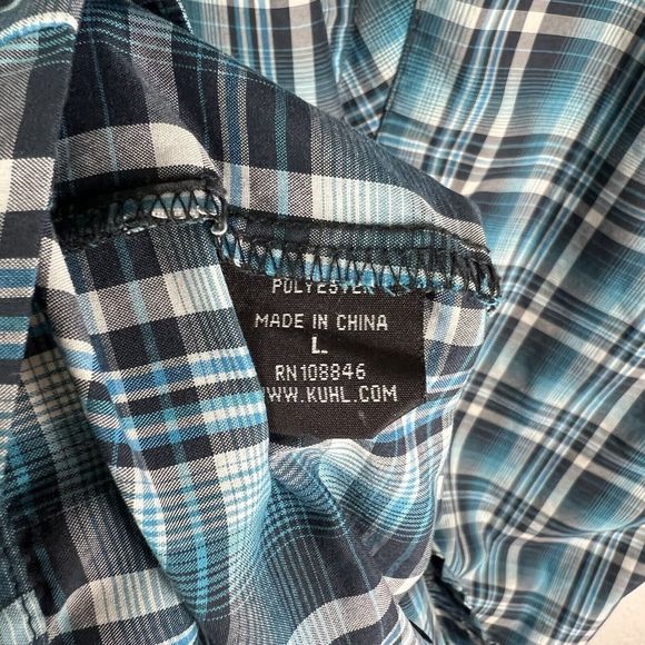Kuhl Eluxur Shirt Men's Large Blue Plaid Short Sleeve Button Up Outdoor Hiking - Picture 6 of 7